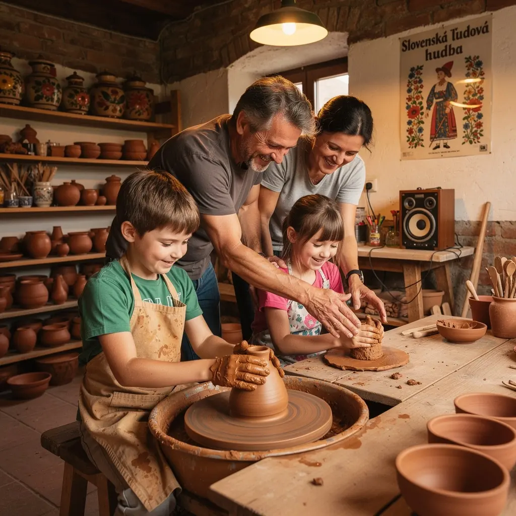 A bustling market in the heart of Košice, filled with local vendors selling traditional Slovak crafts and foods.